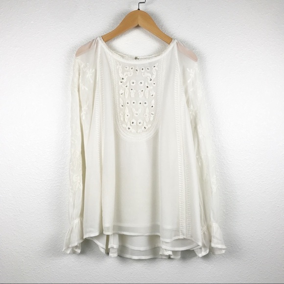 Joie‎ Metta White Embroidered Blouse Size Small - Picture 3 of 12